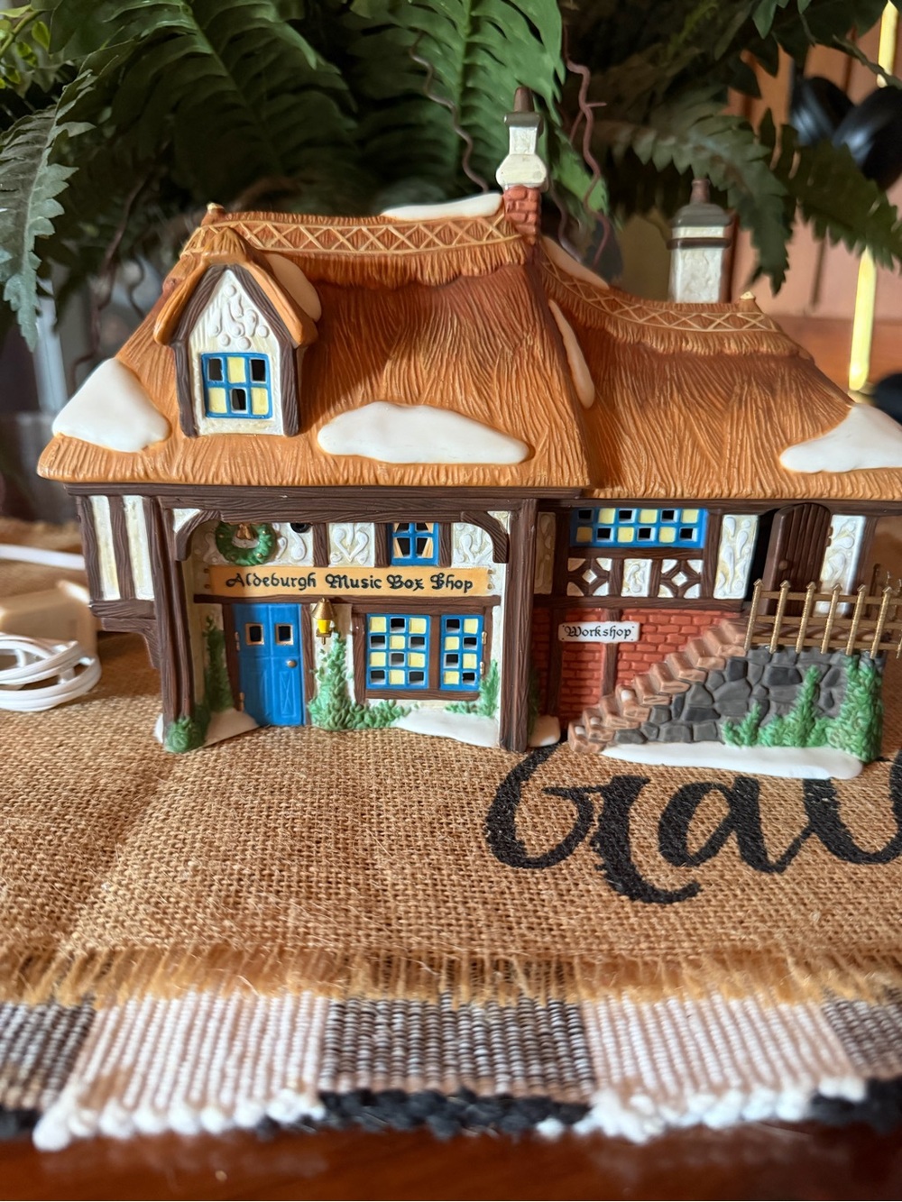 Department 56 Brown and White Oldeburgh Music Box Shop Cottage